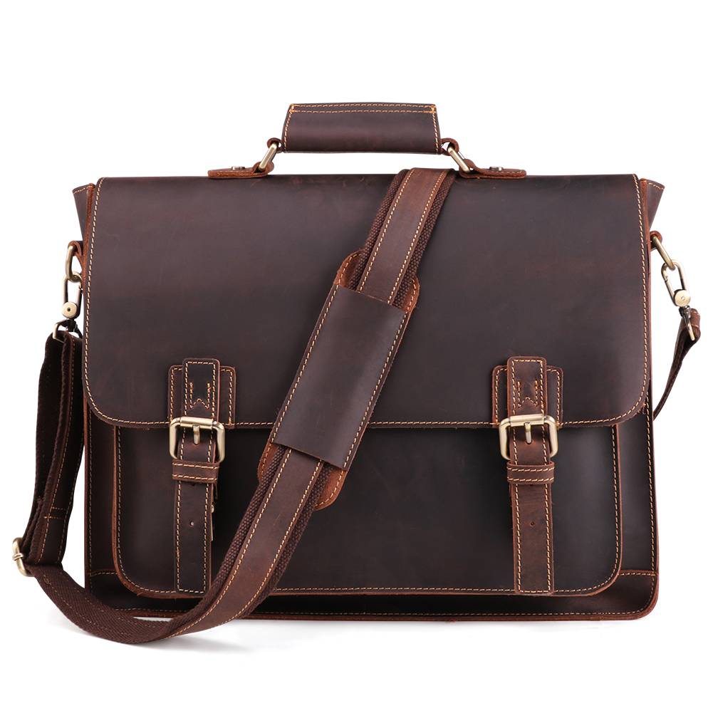 Vintage dark brown men's leather attache case