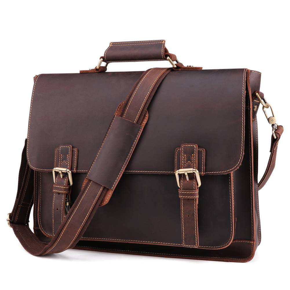 Dark brown men's attache case, side view