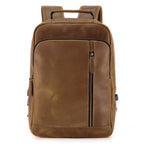 Brown men's leather backpack, interior view