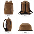 Brown men's leather backpack, hardware detail