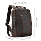 Dark brown men's leather backpack, USB port detail