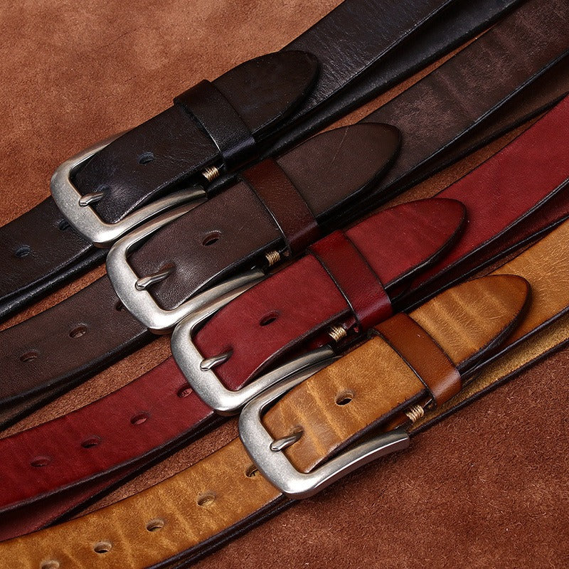 Black men's belt, leather grain