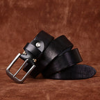 Black men's belt, side view