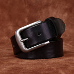 Black men's belt, coiled view