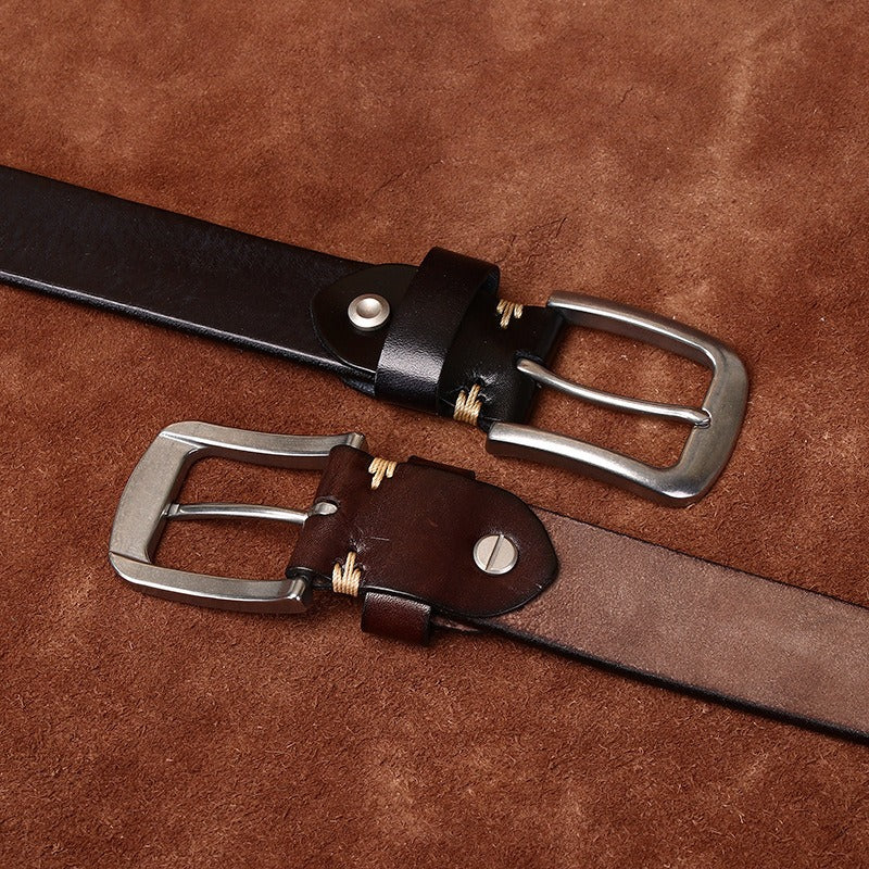 Black men's belt, full length
