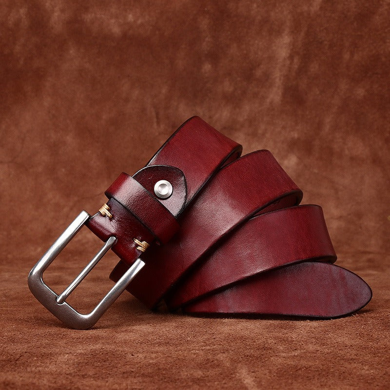 Red men's belt, side view
