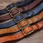 The Journeyman belt, all five color options shown together