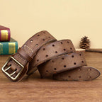 Brown men's leather belt detail view 5