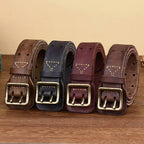 Brown men's leather belt detail view 8