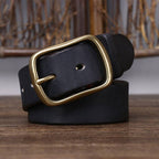 Black men's leather belt detail view 1