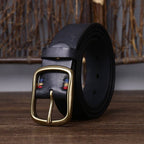 Black men's leather belt detail view 2