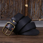 Black men's leather belt detail view 3