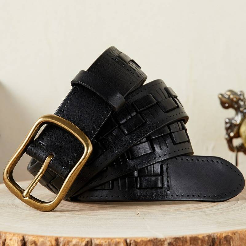 Black men's braided belt