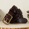 Dark brown men's belt, another angle