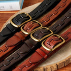 Dark brown men's belt, texture detail