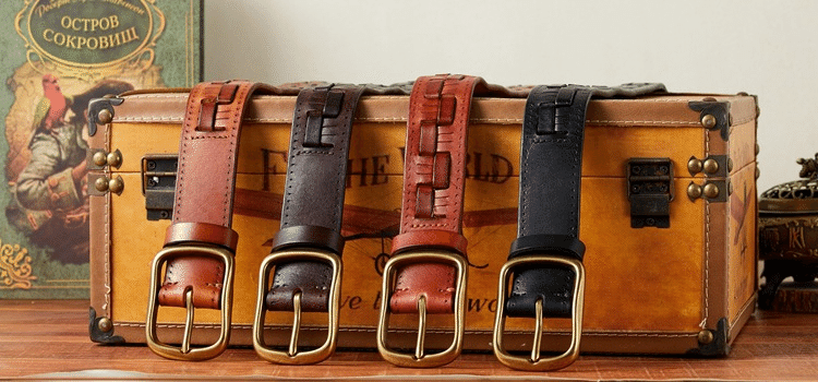 Dark brown men's belt, strap detail
