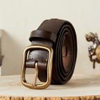 Dark brown men's belt, tip detail
