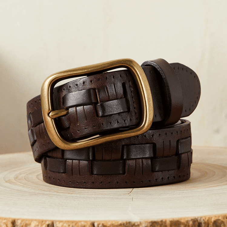 Dark brown men's belt, overview