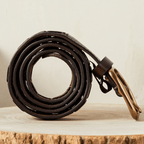 Dark brown men's belt, side view