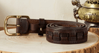 Dark brown men's belt, full length