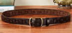 Dark brown men's belt, weave pattern