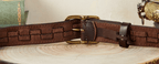 Dark brown men's belt, leather grain