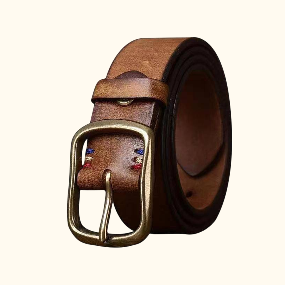 Brown full-grain men's leather belt