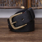 Black men's belt, buckle detail