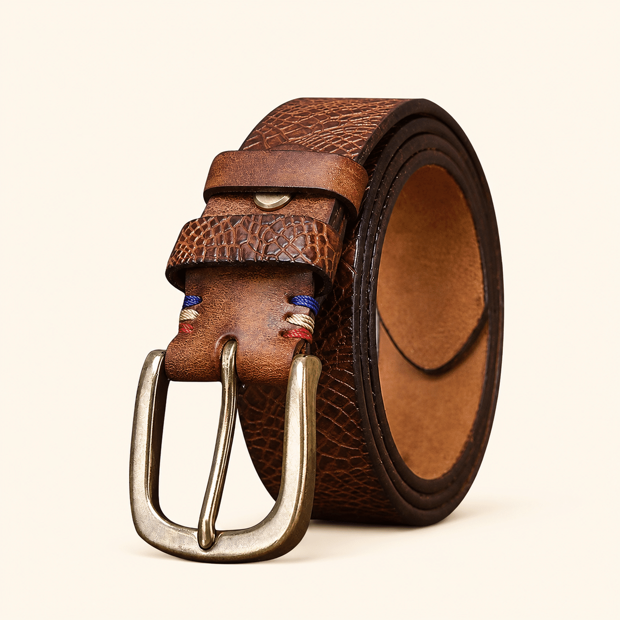Brown men's coarse grain belt