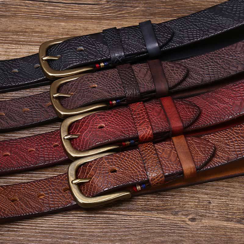 Brown men's belt, full length