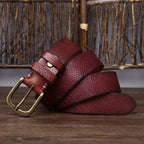 Red men's belt, side view