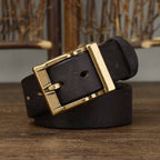 Black men's belt, buckle detail