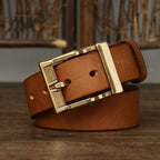 Brown men's belt, buckle detail