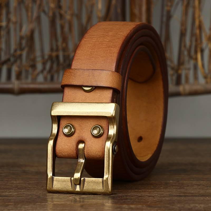 Brown men's belt, side view