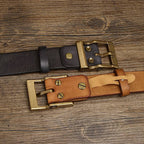 Dark brown men's belt, coiled view