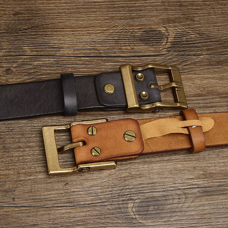 Dark brown men's belt, coiled view