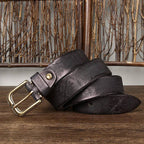 Black men's belt, side view