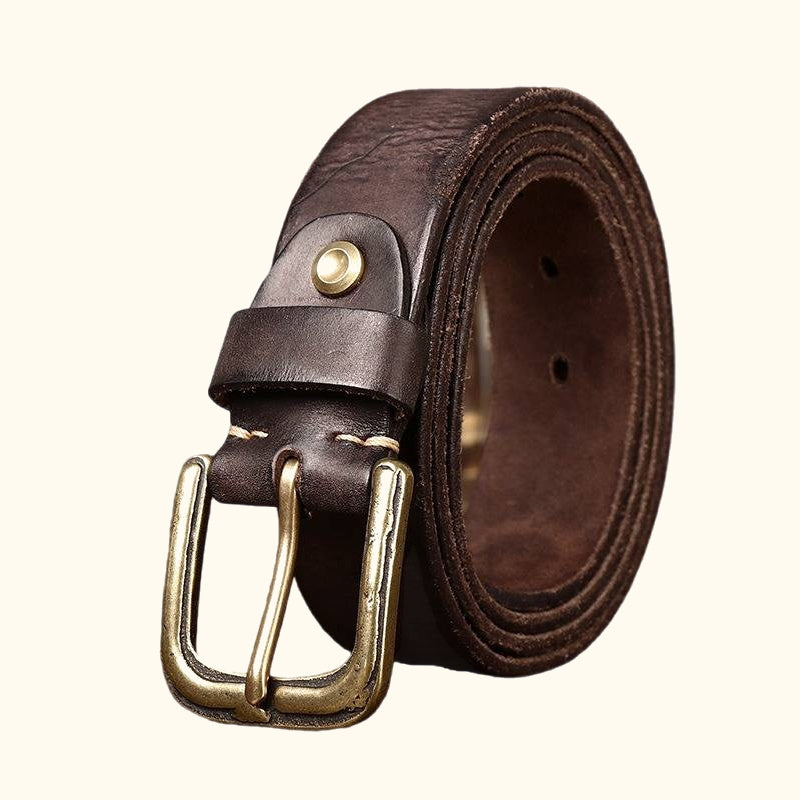 Dark brown men's crack embossed belt