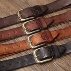Dark brown men's belt, side view