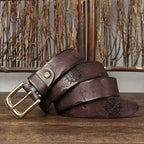 Dark brown men's belt, full length