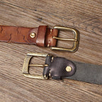 Dark brown men's belt, flat lay