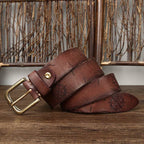 Red brown men's belt, side view
