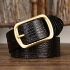 Black men's crocodile embossed belt