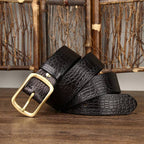 Black men's belt, buckle detail