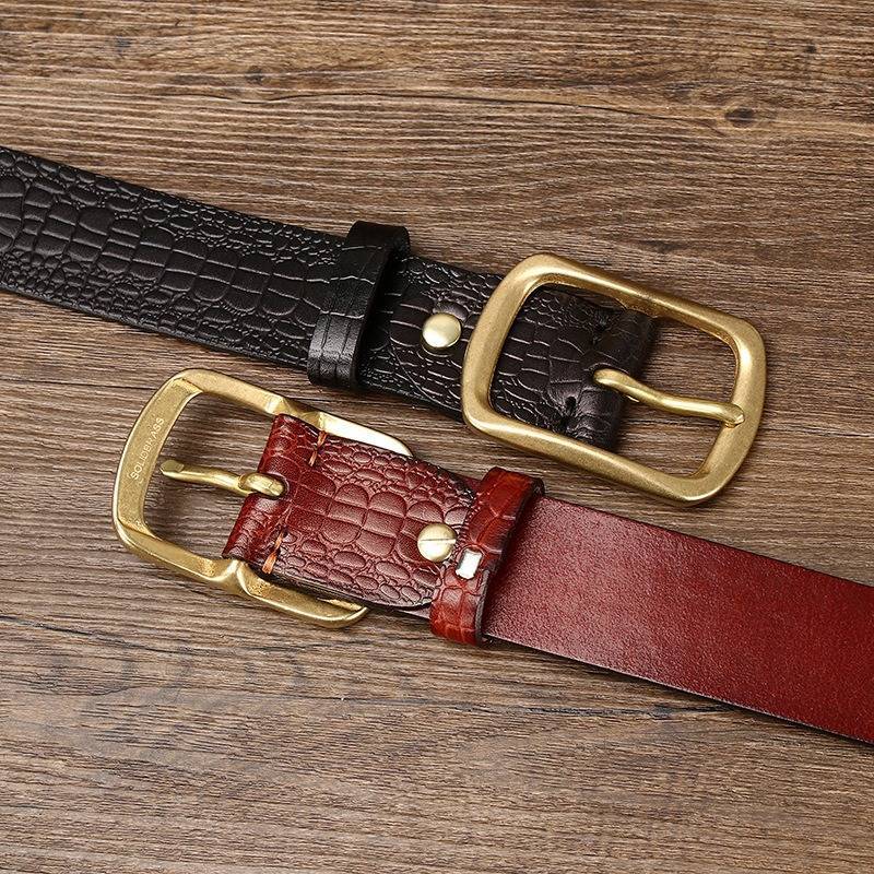 Brown men's belt, full length