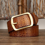 Brown men's belt, side view