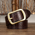 Dark brown men's belt, buckle detail