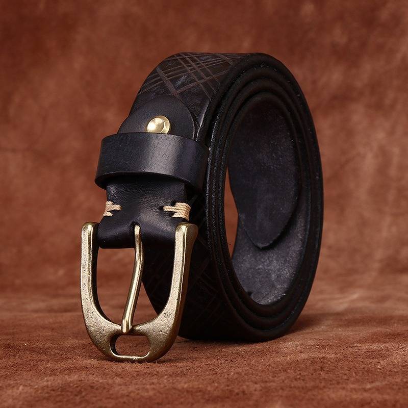 Black men's diamond embossed belt