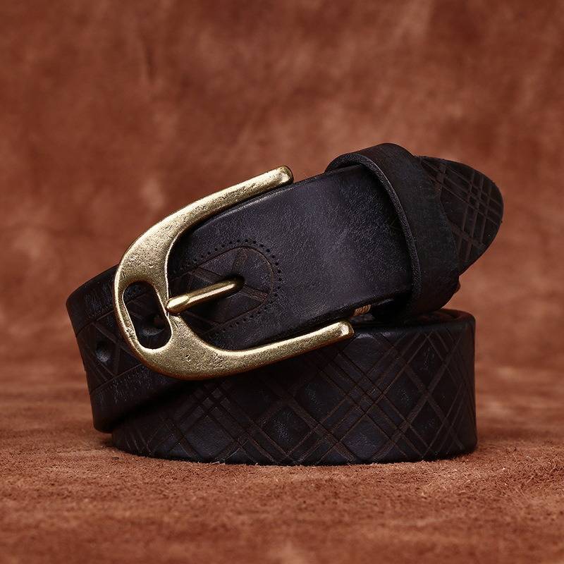 Black men's belt, diamond pattern