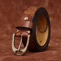 Brown men's diamond embossed belt